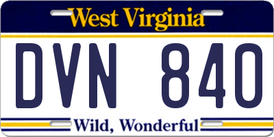 WV license plate DVN840