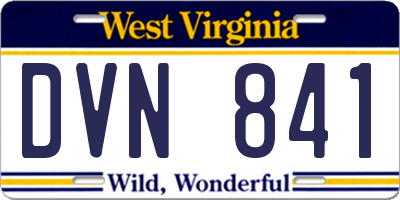 WV license plate DVN841