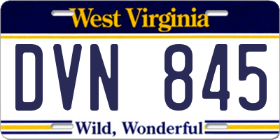 WV license plate DVN845