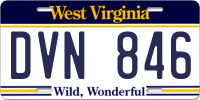 WV license plate DVN846