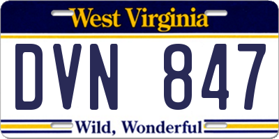 WV license plate DVN847