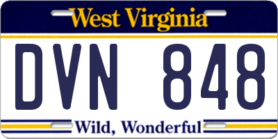 WV license plate DVN848
