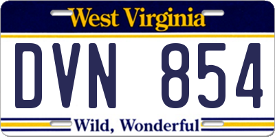 WV license plate DVN854