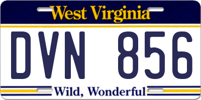 WV license plate DVN856