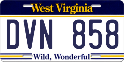 WV license plate DVN858