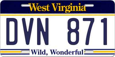WV license plate DVN871