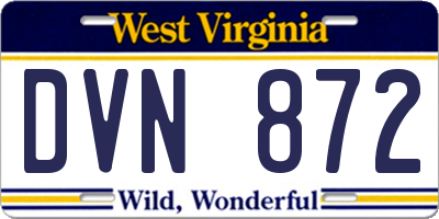 WV license plate DVN872