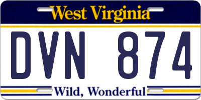 WV license plate DVN874