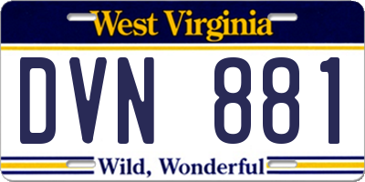 WV license plate DVN881