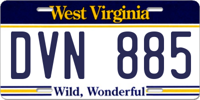 WV license plate DVN885