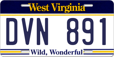 WV license plate DVN891