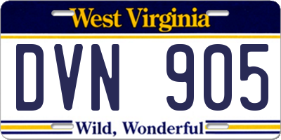 WV license plate DVN905