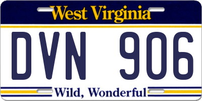 WV license plate DVN906