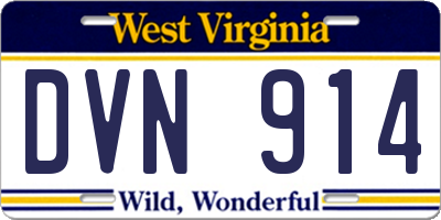 WV license plate DVN914