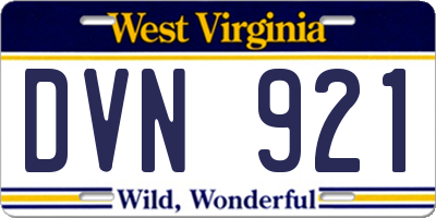 WV license plate DVN921