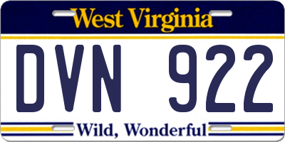WV license plate DVN922