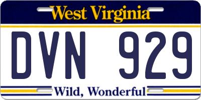 WV license plate DVN929