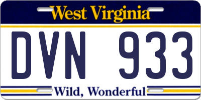 WV license plate DVN933