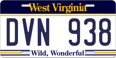 WV license plate DVN938