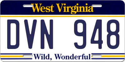WV license plate DVN948
