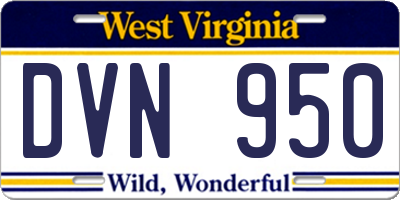 WV license plate DVN950