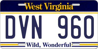 WV license plate DVN960