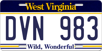 WV license plate DVN983