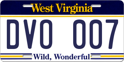 WV license plate DVO007