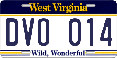 WV license plate DVO014