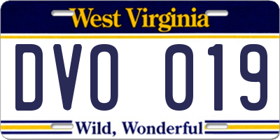 WV license plate DVO019