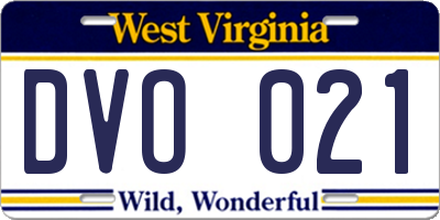 WV license plate DVO021