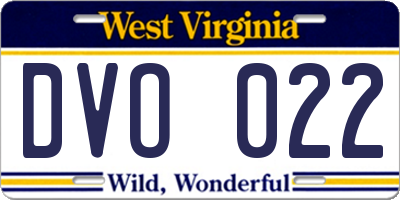 WV license plate DVO022
