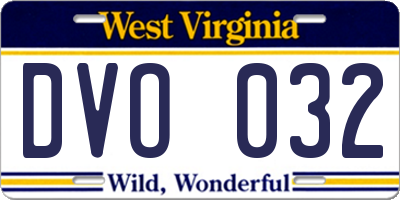 WV license plate DVO032