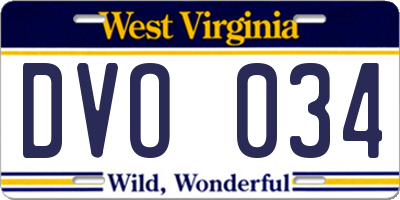 WV license plate DVO034