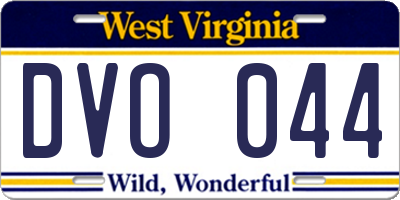 WV license plate DVO044
