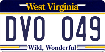 WV license plate DVO049