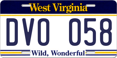 WV license plate DVO058