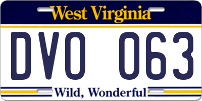 WV license plate DVO063