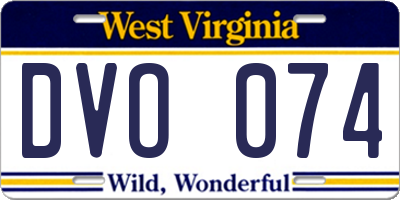 WV license plate DVO074