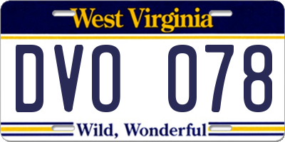 WV license plate DVO078