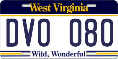 WV license plate DVO080
