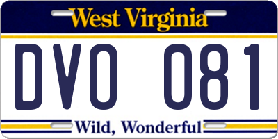 WV license plate DVO081