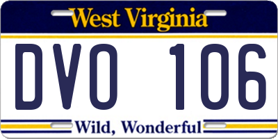 WV license plate DVO106