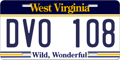 WV license plate DVO108