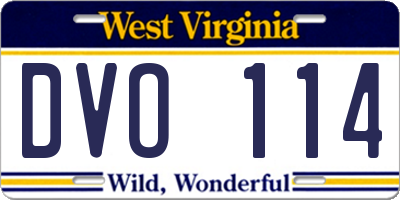 WV license plate DVO114