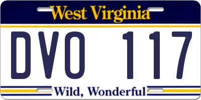 WV license plate DVO117