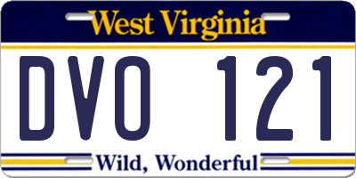 WV license plate DVO121