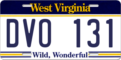 WV license plate DVO131