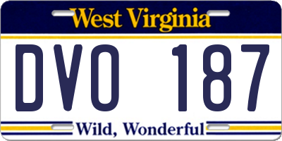 WV license plate DVO187