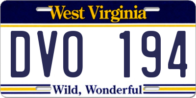 WV license plate DVO194